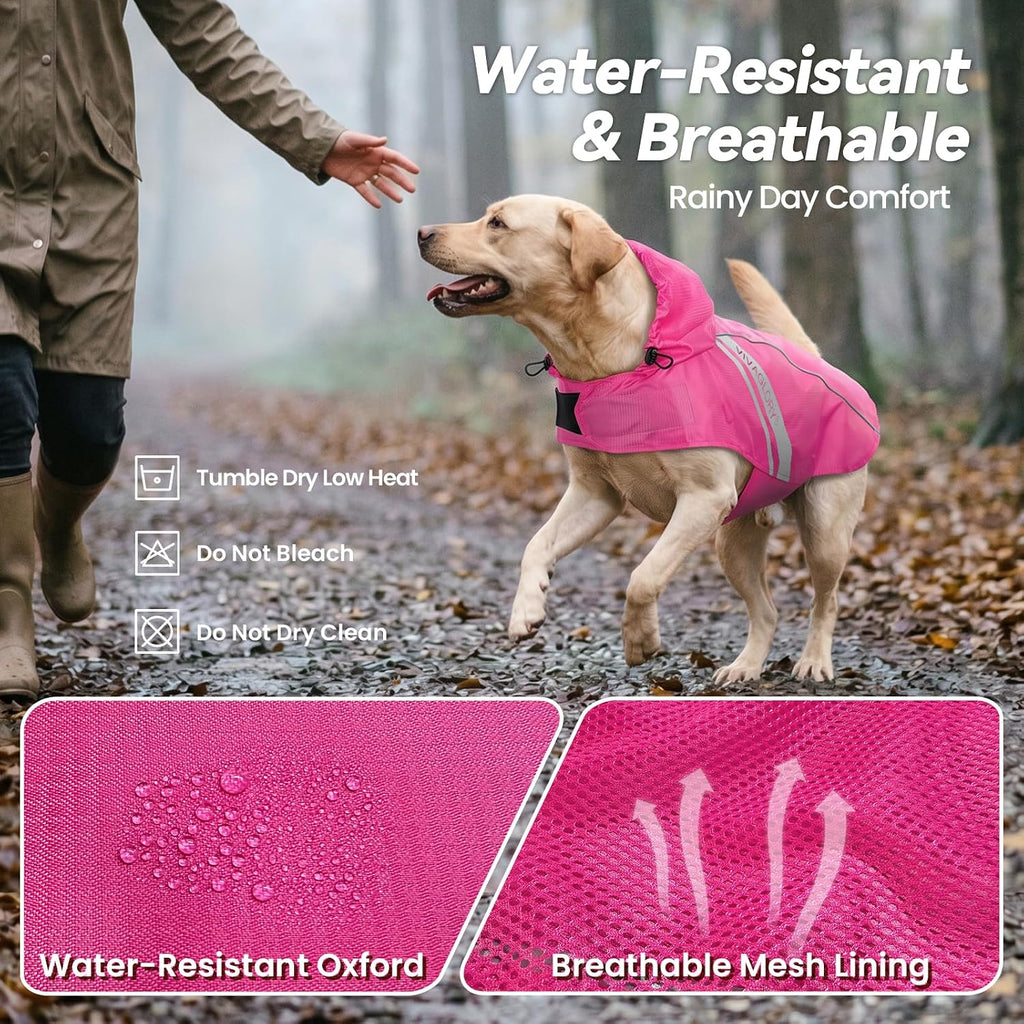 VIVAGLORY Dog Raincoat Wetoff Dog Rain Coat, S, Pink