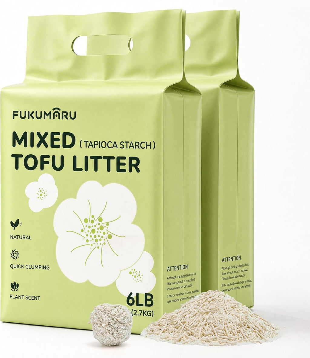 FUKUMARU Tofu Cat Litter, Applewood Blend, Clumping, Odor Control, 18 lb
