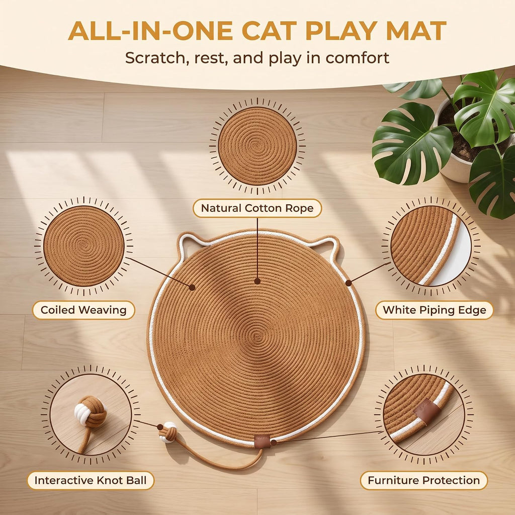Cat Scratcher Mat, 23.62'' Round Cotton Rope Cat Scratch Pad for Indoor