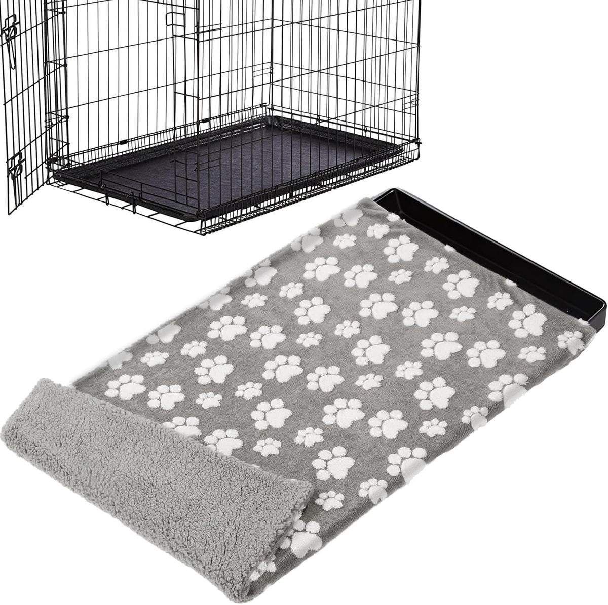 BALAPET Washable Dog Crate Pan Cover, Soft Plush Velvet Liner for Dog Crate Tray Fitted Cover for Pet Crate Pan 36 x 23 