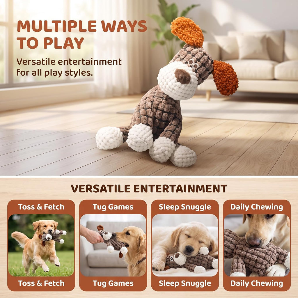 2026 New Dog Toys, Plush Dog Toy with Squeaker, Soft Stuffed Chew Toy for Dogs, Reinforced Stitching Interactive Puppy T