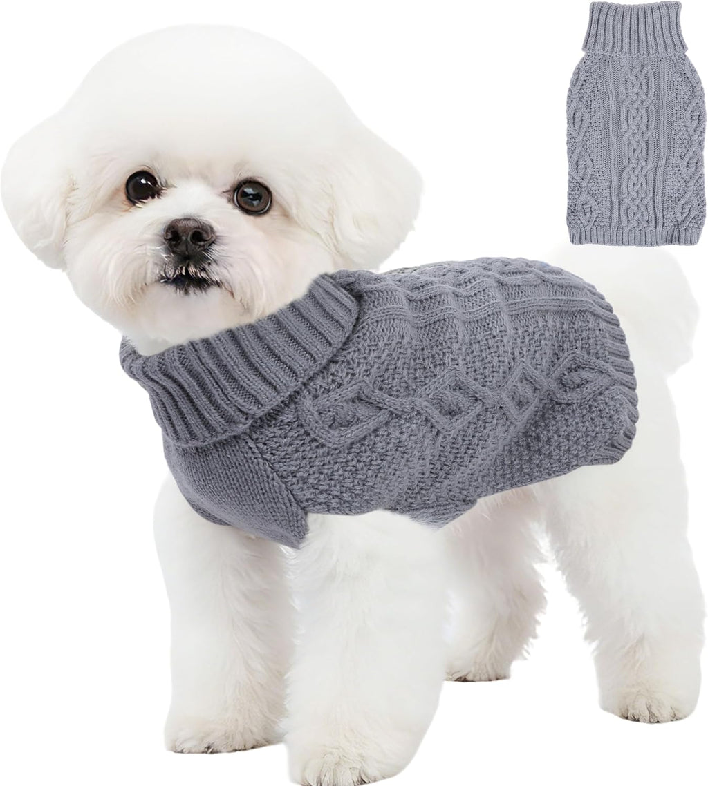 Dog Sweaters for Small Dogs Turtleneck Pullover Puppy Sweater Sleeveless Cable Knit Sweater for Chihuahua Soft and Warm 