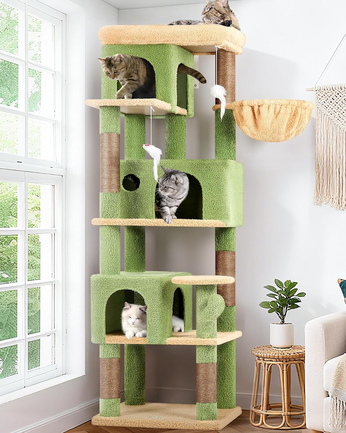 Globlazer F66 Corner Cat Tree, 66in Multi-Level Climbing Tower, Dark Grey