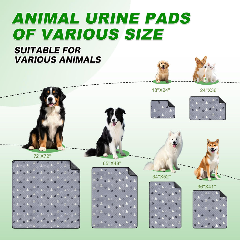 WanpeeGoo Washable Pee Pads for Dogs, Waterproof, 18 x 24 In, 4 Pack, Gray