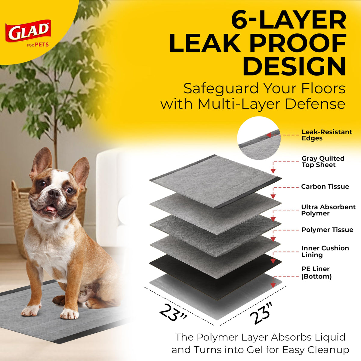 Glad for Pets, Puppy Pads - Activated Carbon, Dog Pee Pads, 100 Count