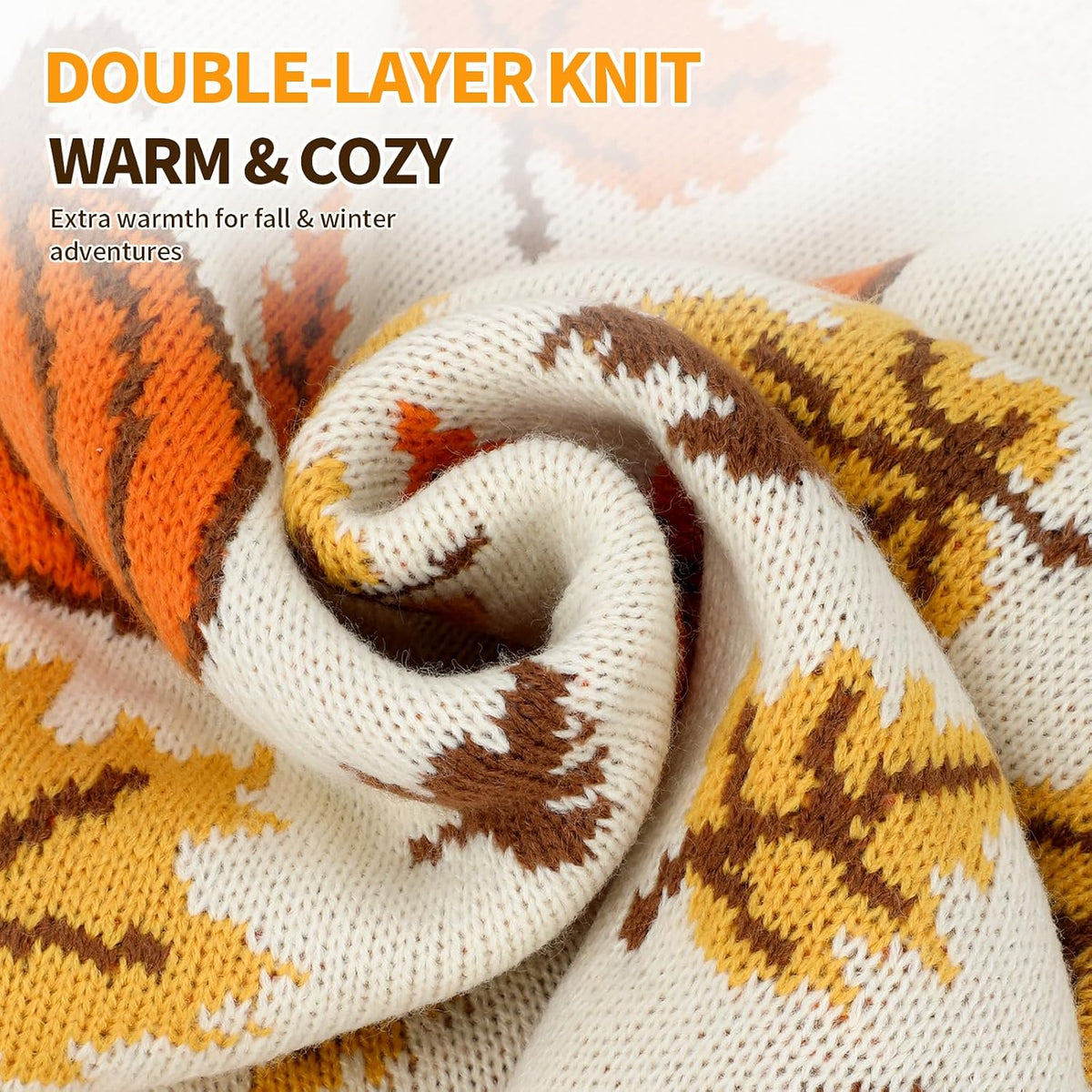 Thanksgiving Dog Sweater, Pumpkin Maple Leaf Fall Pattern, XL