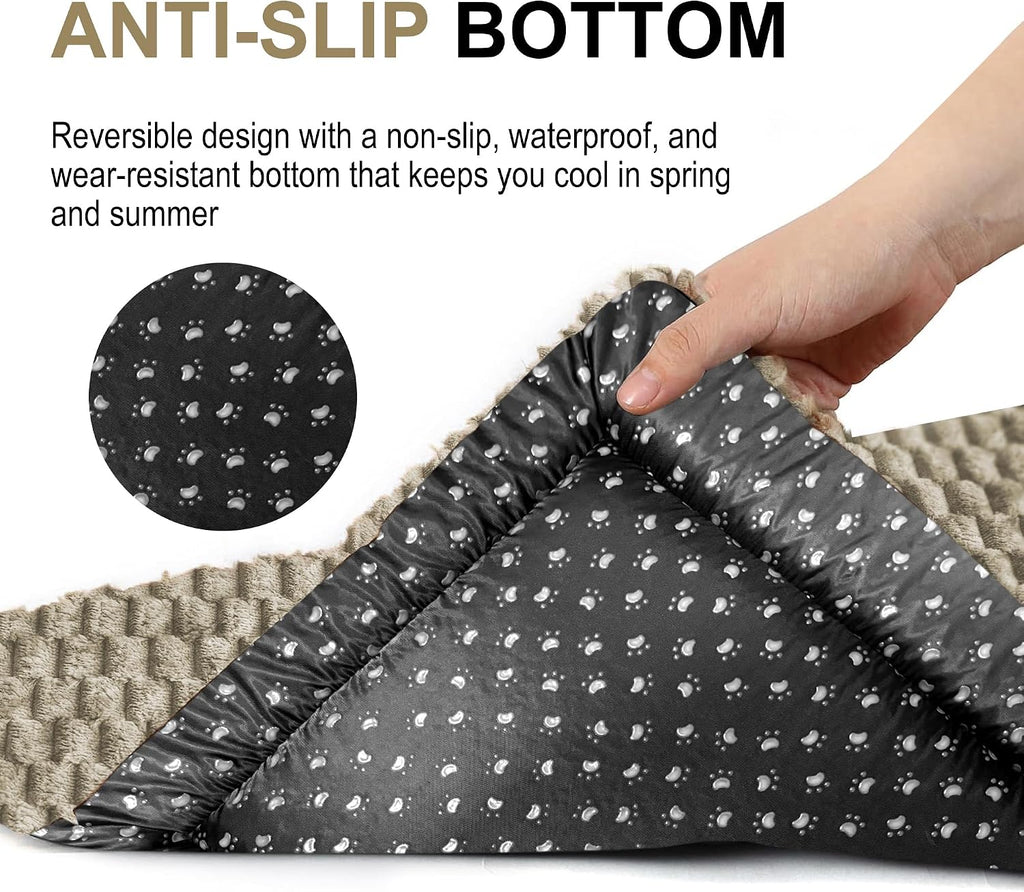 Dog Bed Crate Mat, Soft Durable Washable Anti-Slip Kennel Pad for Dogs & Cats, Reversible (Light Gray, S(24"*18"*1.5"))