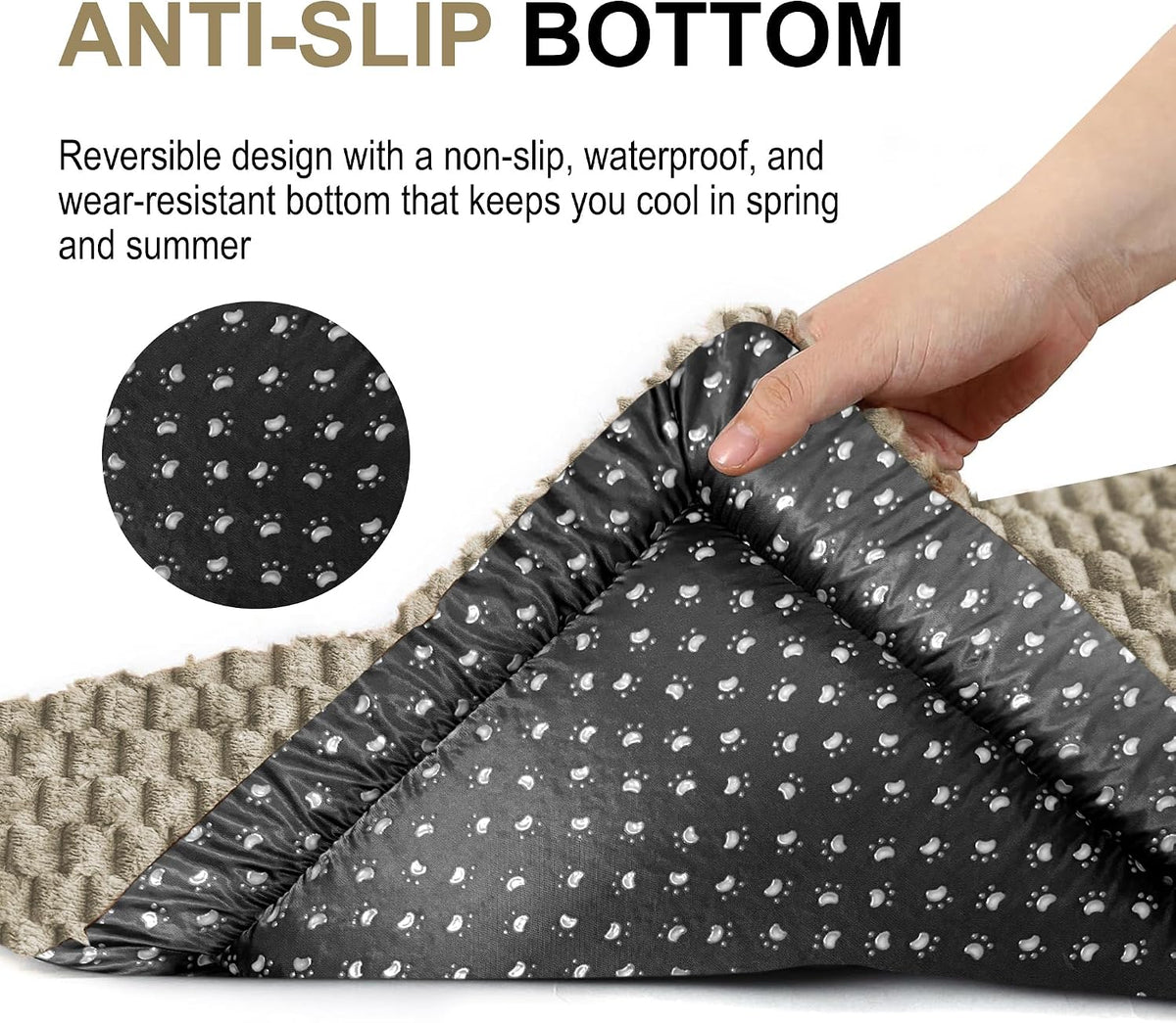 Dog Bed Crate Mat, Soft Durable Washable Anti-Slip Kennel Pad for Dogs & Cats, Reversible (Light Gray, S(24"*18"*1.5"))