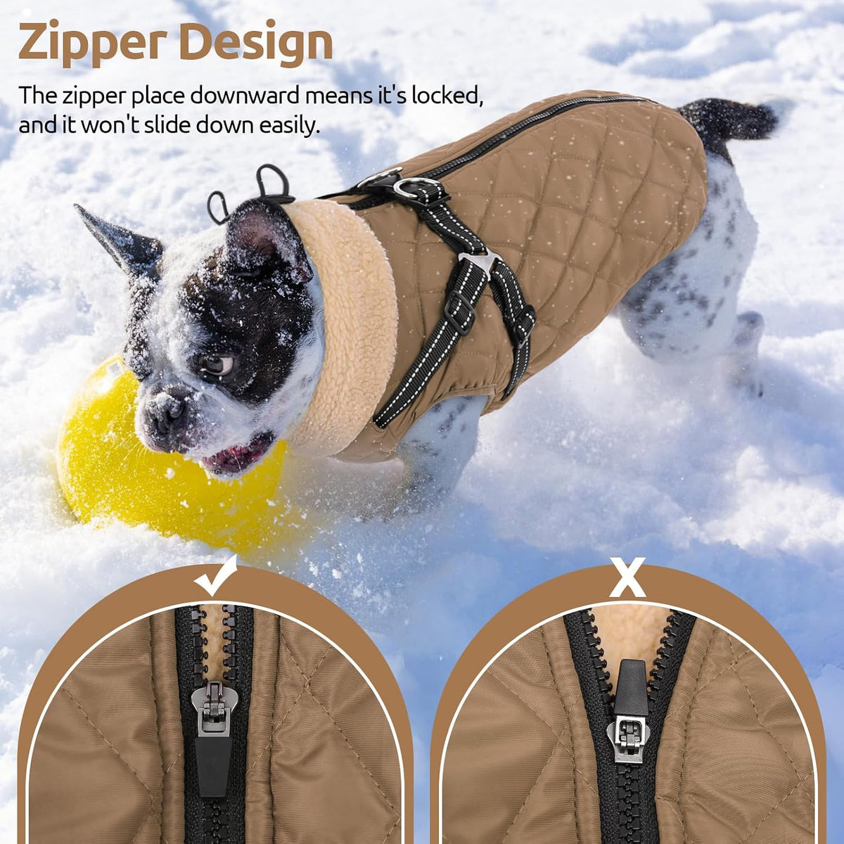 Dog Jackets for Medium Dogs, Dog Coat with Harness Built in