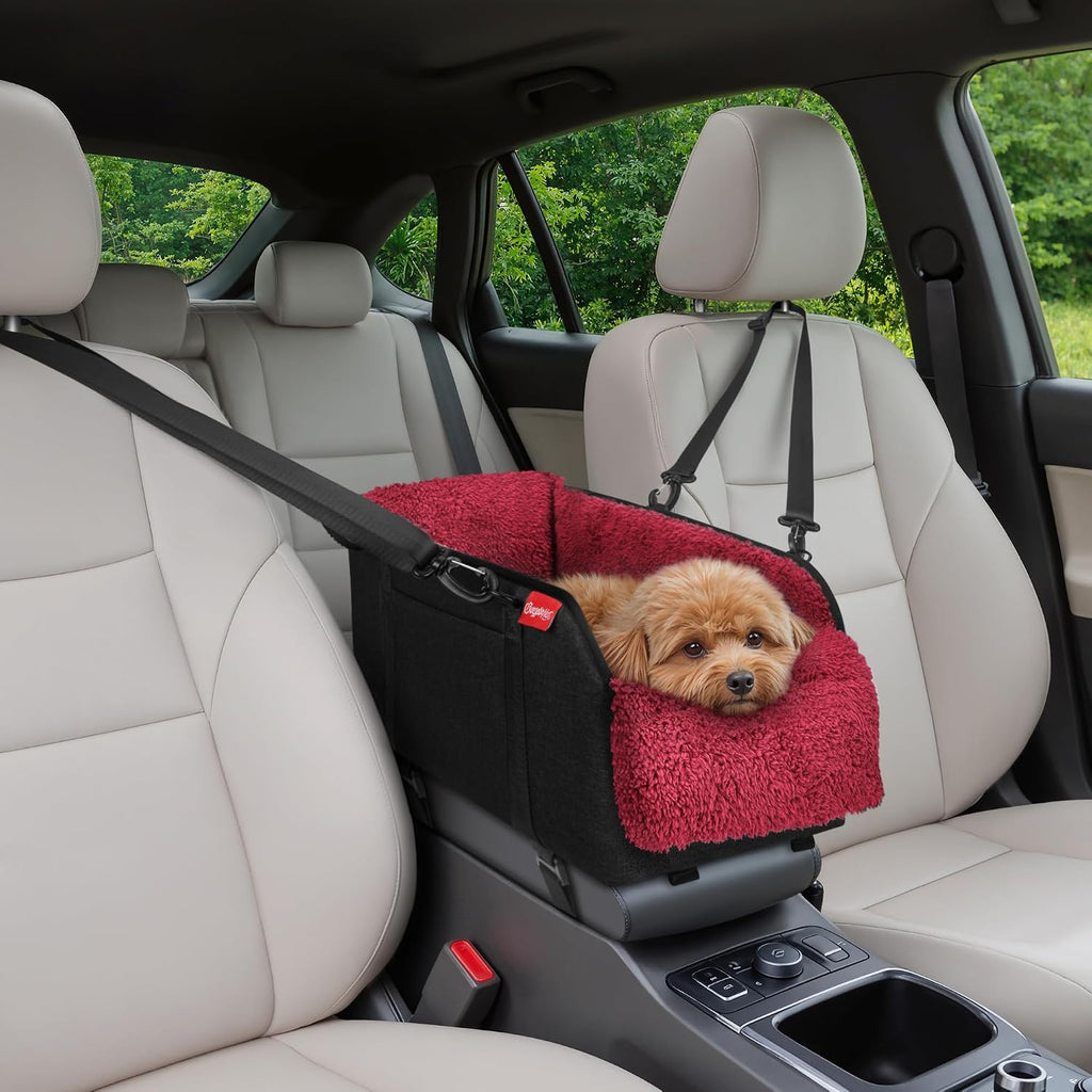 BurgeonNest Center Console Dog Car Seat for Small Pets to 11lbs, Grey