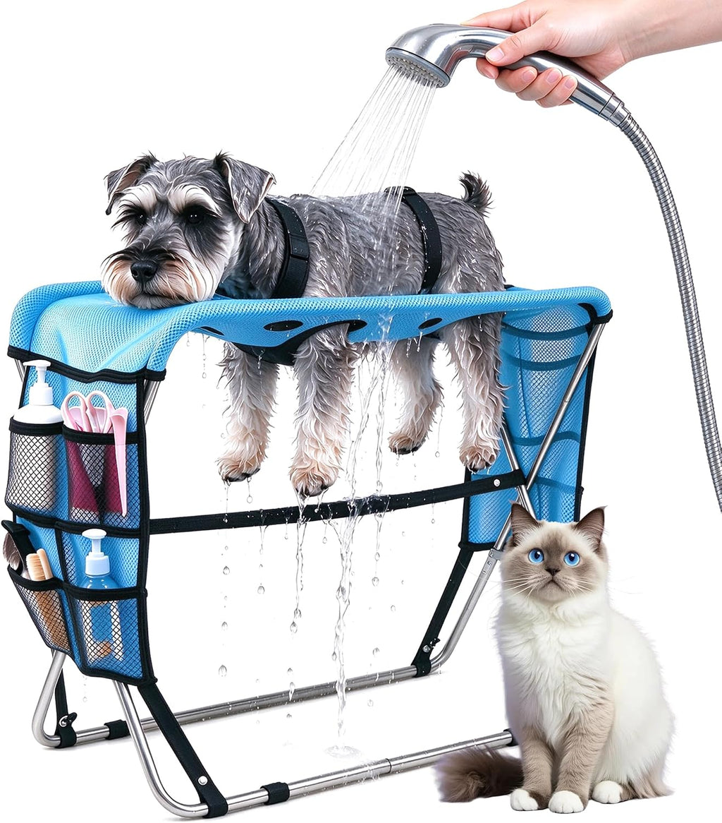 Dog Grooming Stand for Bathing, 8-Hole Support, Small & Medium Dogs & Cats