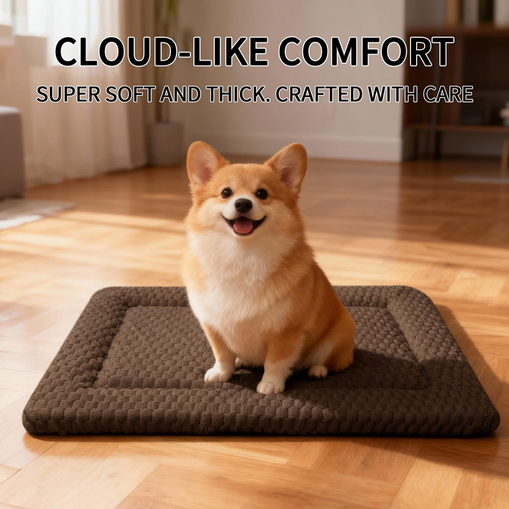 Dog Bed Mat - Dog Crate Pad - Reversible Mat for Pet Comfort - Soft Bed Crate Pads for All Seasons - Durable, Machine Washable Mat for Crates, Travel, and Home (Dark Brown, 24" L*18" W*1.5" Th)