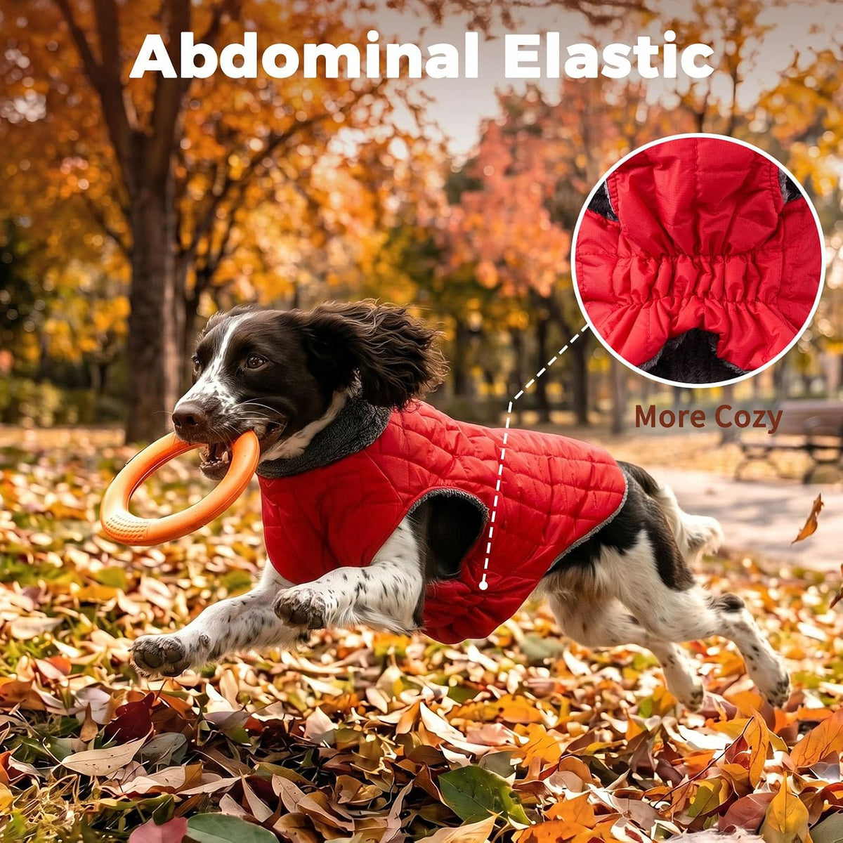 Fleece Dog Jacket for Small Dogs,Puppy Coat with Harness,Red S