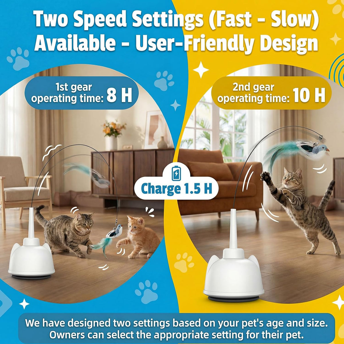 Interactive Cat Toys for Indoor Cats Toy Wand 360°Automatic Moving Cat Toys