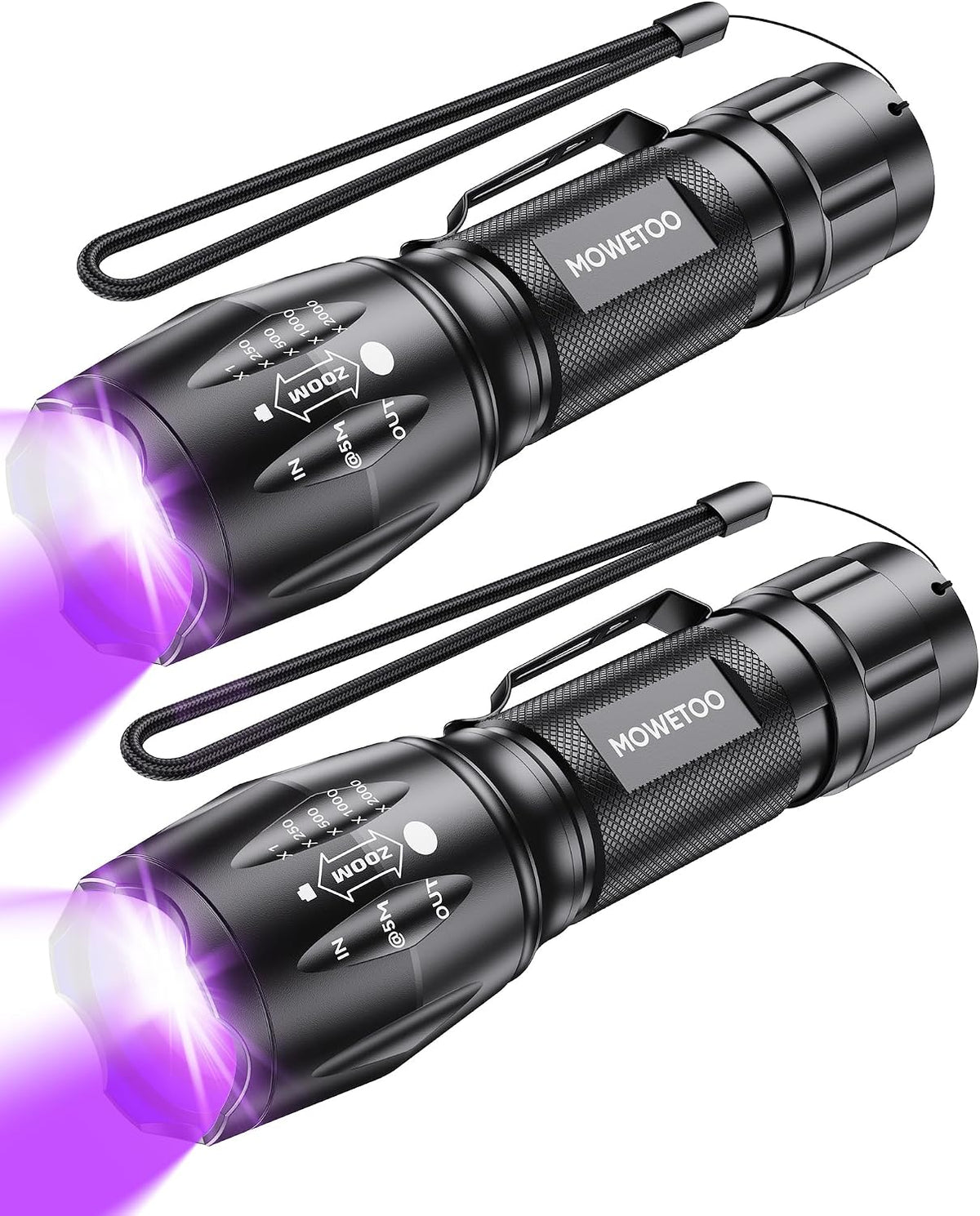 Evteck MOWETOO UV Flashlight with 395nm Black Light & White Light