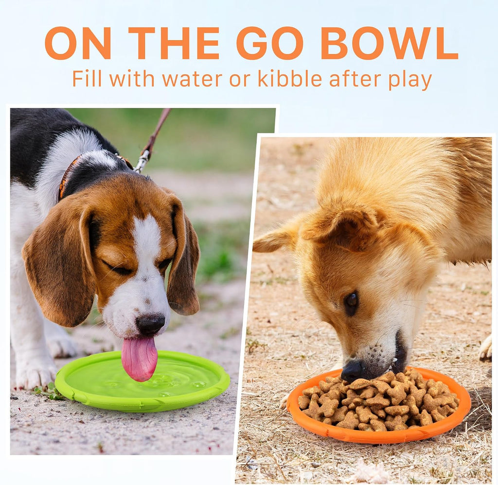 PrimePets Dog Flying Disc, 2 Pack, 7 Inch, Durable Dog Toys, Natural Rubber Floating Flying Saucer for Water Pool Beach,