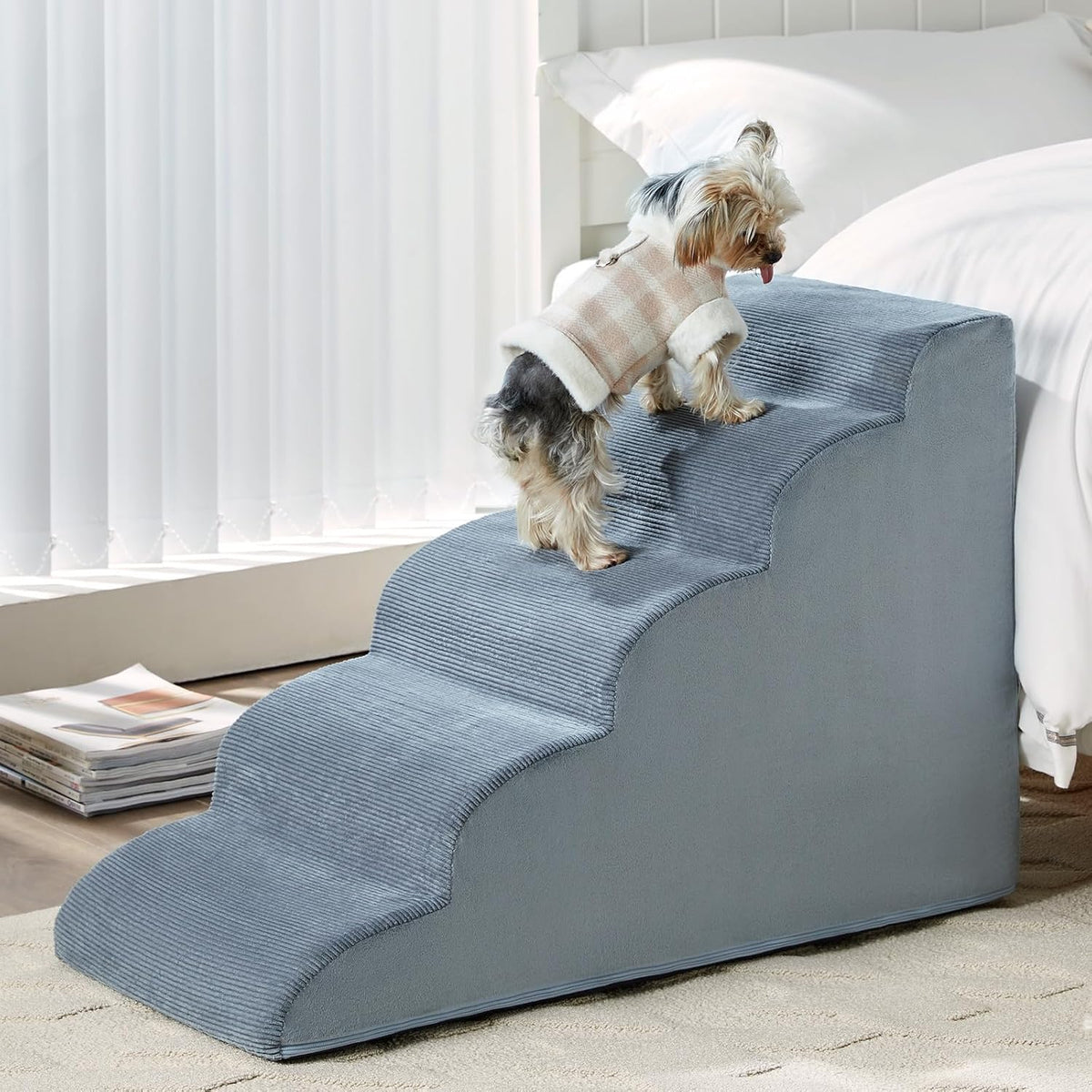 Dog Stairs for Small Dogs, 2-Steps Dog Ramp for Couch, Pet Stairs with Highly Supportive Foam and Non-Slip Bottom, Pet S