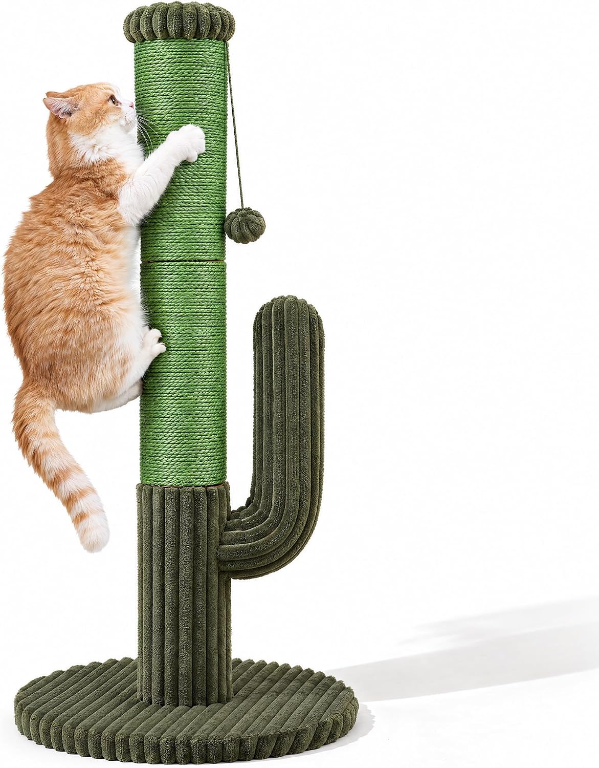 Cactus Cat Scratching Post, Natural Sisal Cat Scratcher with Toy