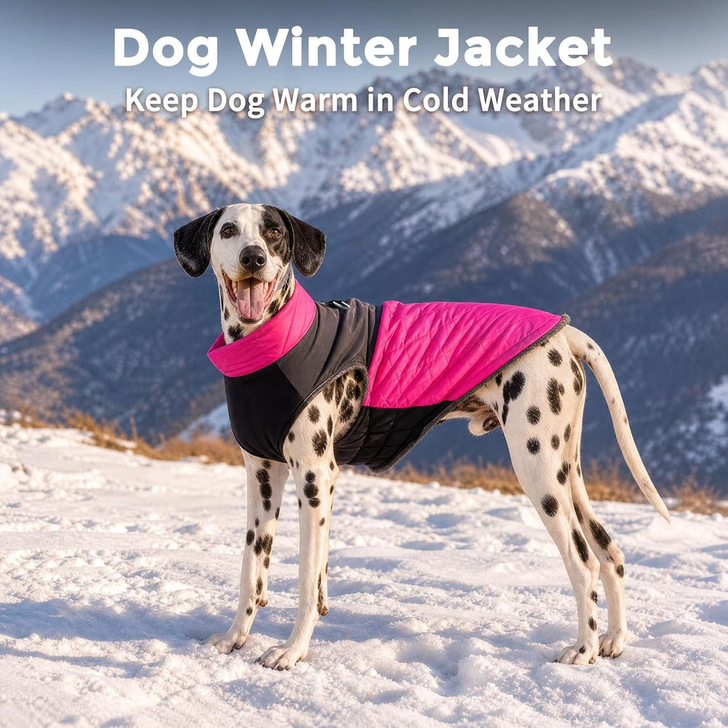 Winter Dog Coats for Small Dogs,Puppy Jacket with Harness,Pink XS