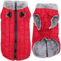 Fleece Dog Jacket for Small Dogs,Puppy Coat with Harness,Red S