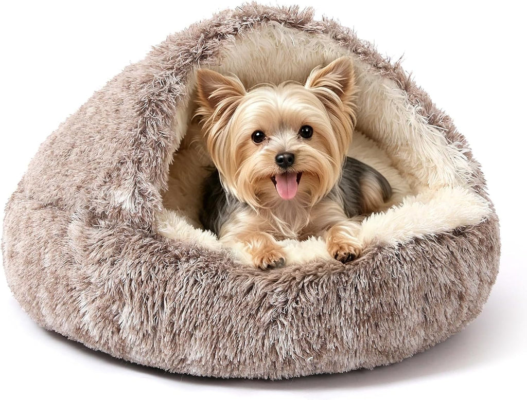 NOYAL Hooded Donut Bed, Calming Cave for Cats & Small Dogs