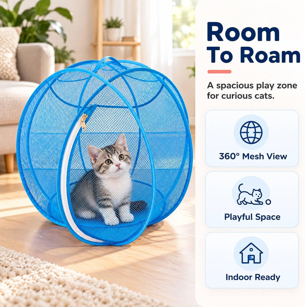 360° Panoramic Pop-Up Rolling Cat Playpen Ball Giant Cat Hamster Ball