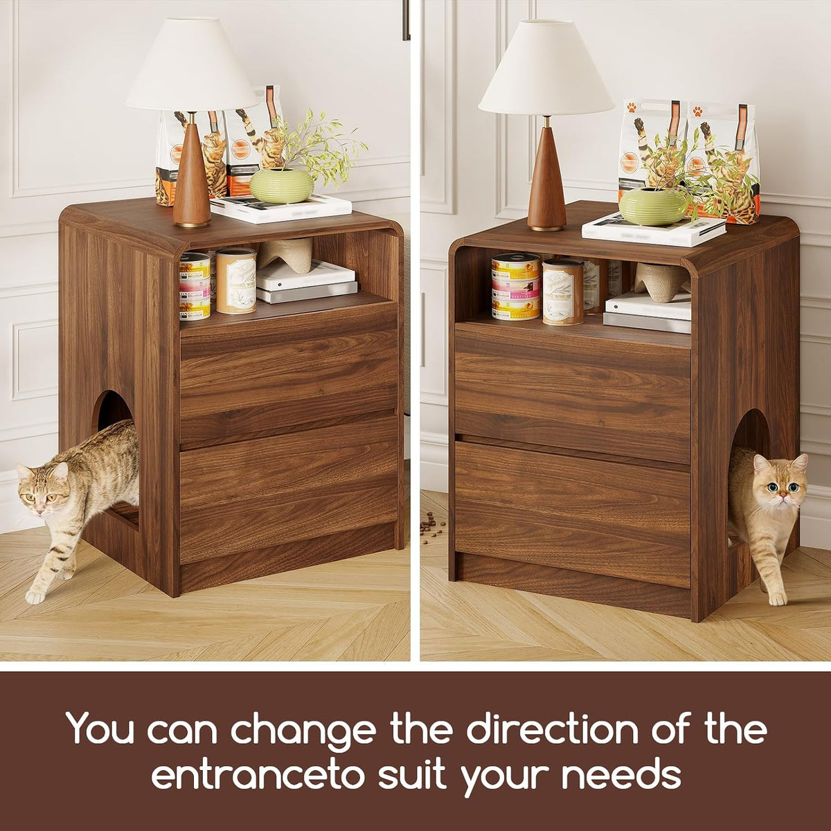 Cat Litter Box Enclosure, Walnut
