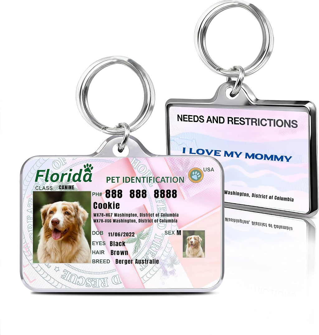 Personalized Dog & Cat Tags with Photo - Custom Driver License Pet ID Tag
