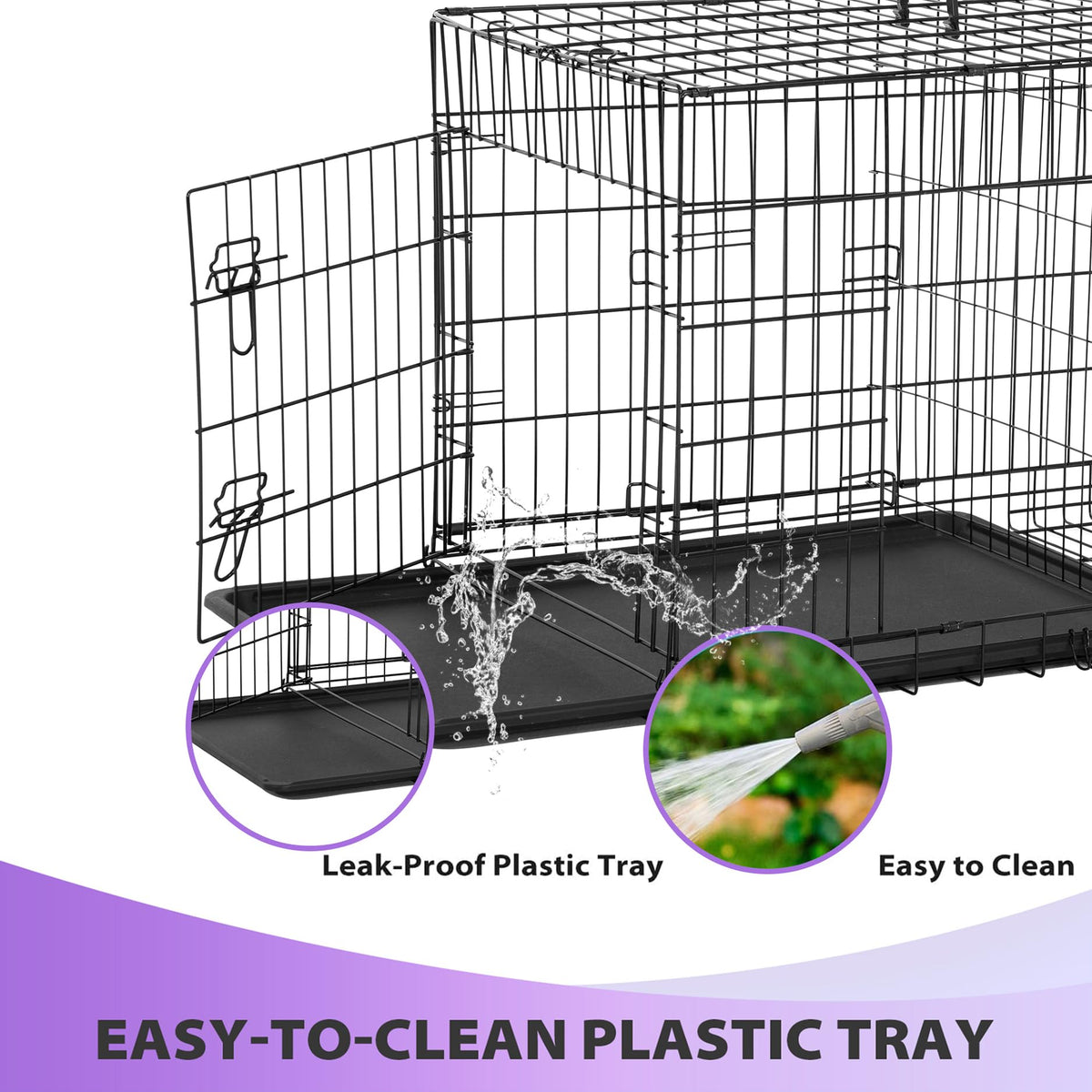 BestPet | Dog Crate | 48" | Black | Foldable Metal Kennel with Double Doors
