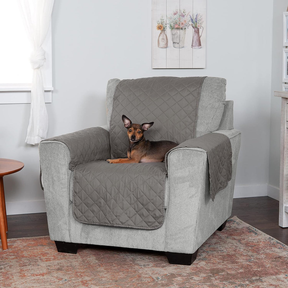 Furhaven Water-Resistant & Reversible Chair Cover Protector for Dogs, Cats, & Children - Two-Tone Pinsonic Quilted Livin
