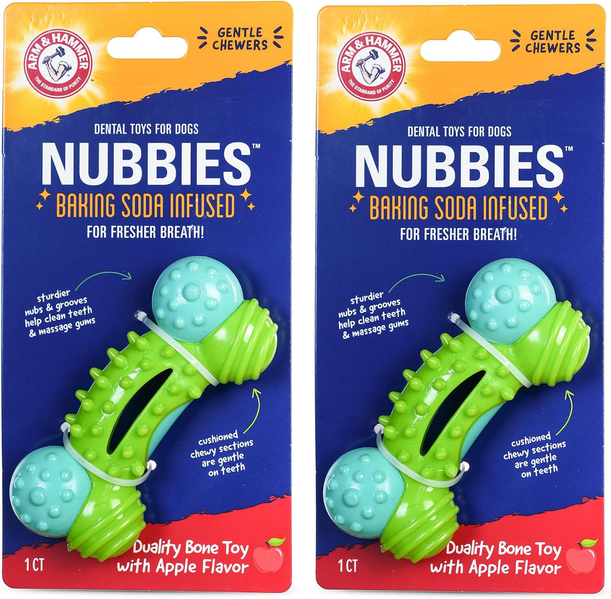 Arm & Hammer Nubbies - Dog Dental Toy, TriBone Chew, Peanut Butter Flavor