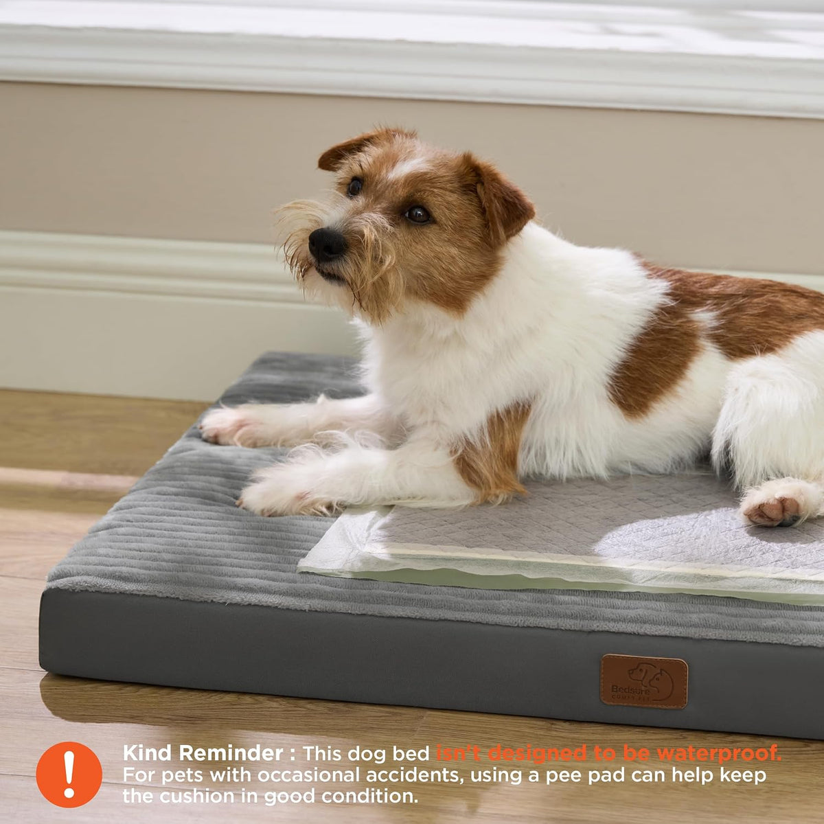 Bedsure ComfyFleece Large Dog Bed for Crate with Washable Cover, 35x22