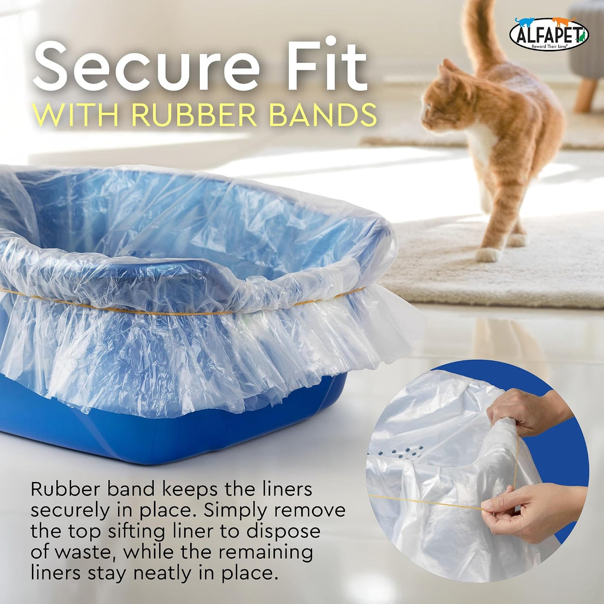 Alfapet Original Sifting Cat Litter Box Liners - Extra Giant 30 Count - Tear-Resistant Cat Litter Bags - Waterproof Kitt