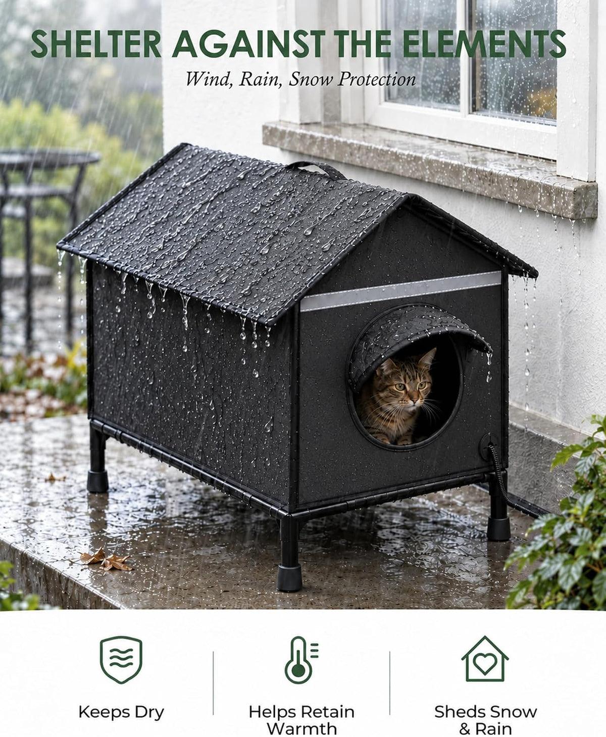 Heated Cat House for Outside Insulated Cat House Outdoor Black M