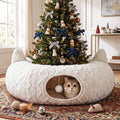 Christmas Cat Tunnel Tree Skirt, White, 43.3 x 12 in, Cat Ear