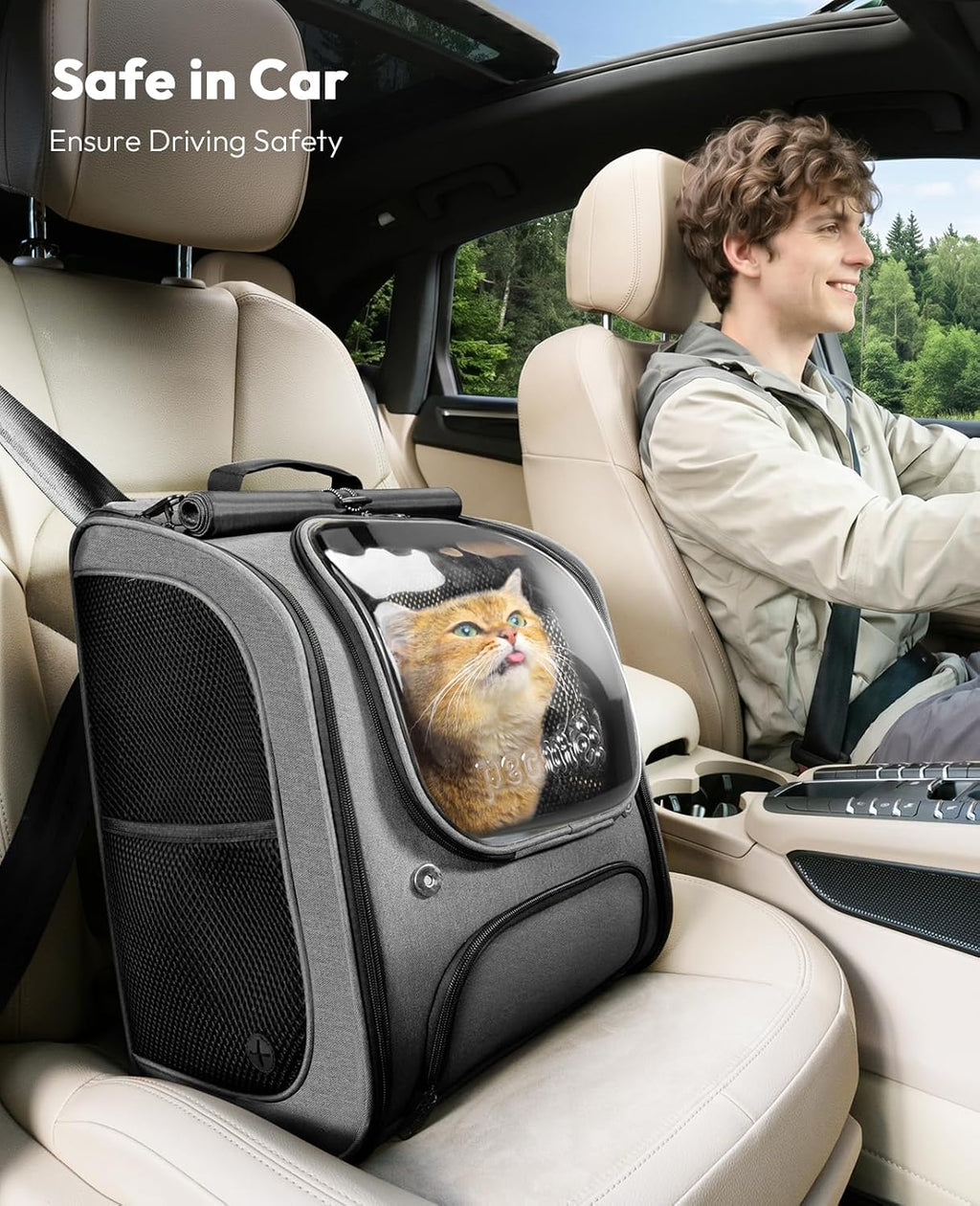 Pecute Cat Backpack Carrier,Large Space Cat Bubble Backpack,Ergonomic,Gray