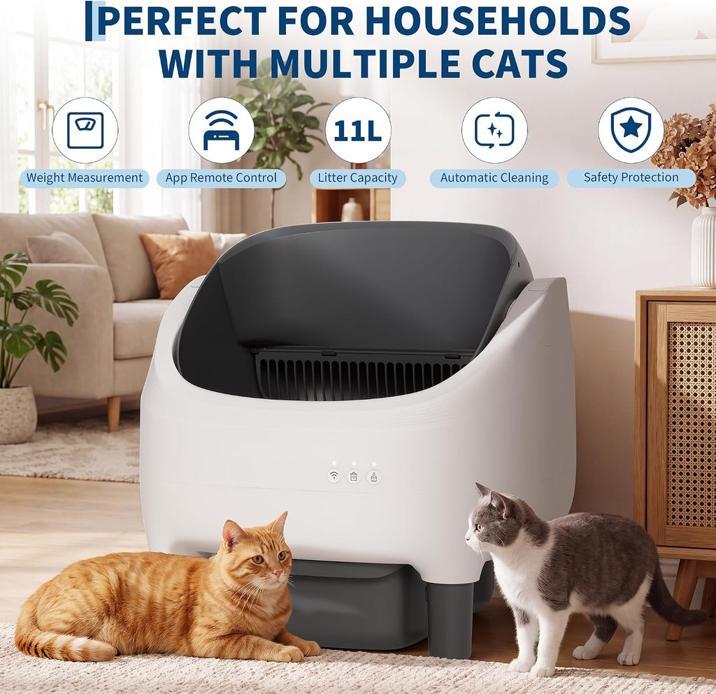 Self Cleaning Litter Box for Multiple Cats, Smart Automatic Litter Box