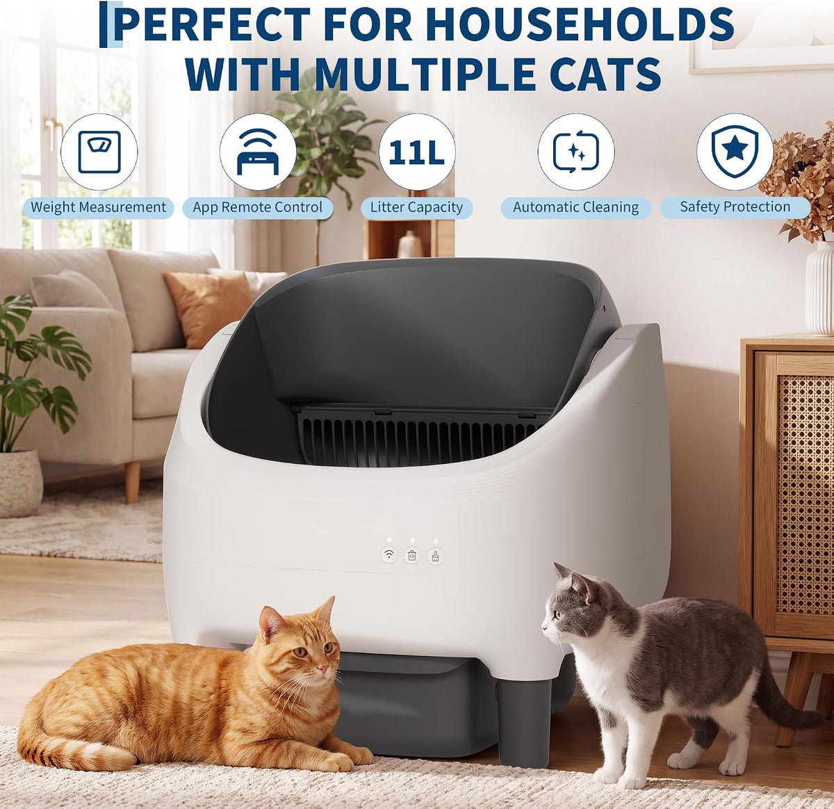 Self Cleaning Litter Box for Multiple Cats, Smart Automatic Litter Box