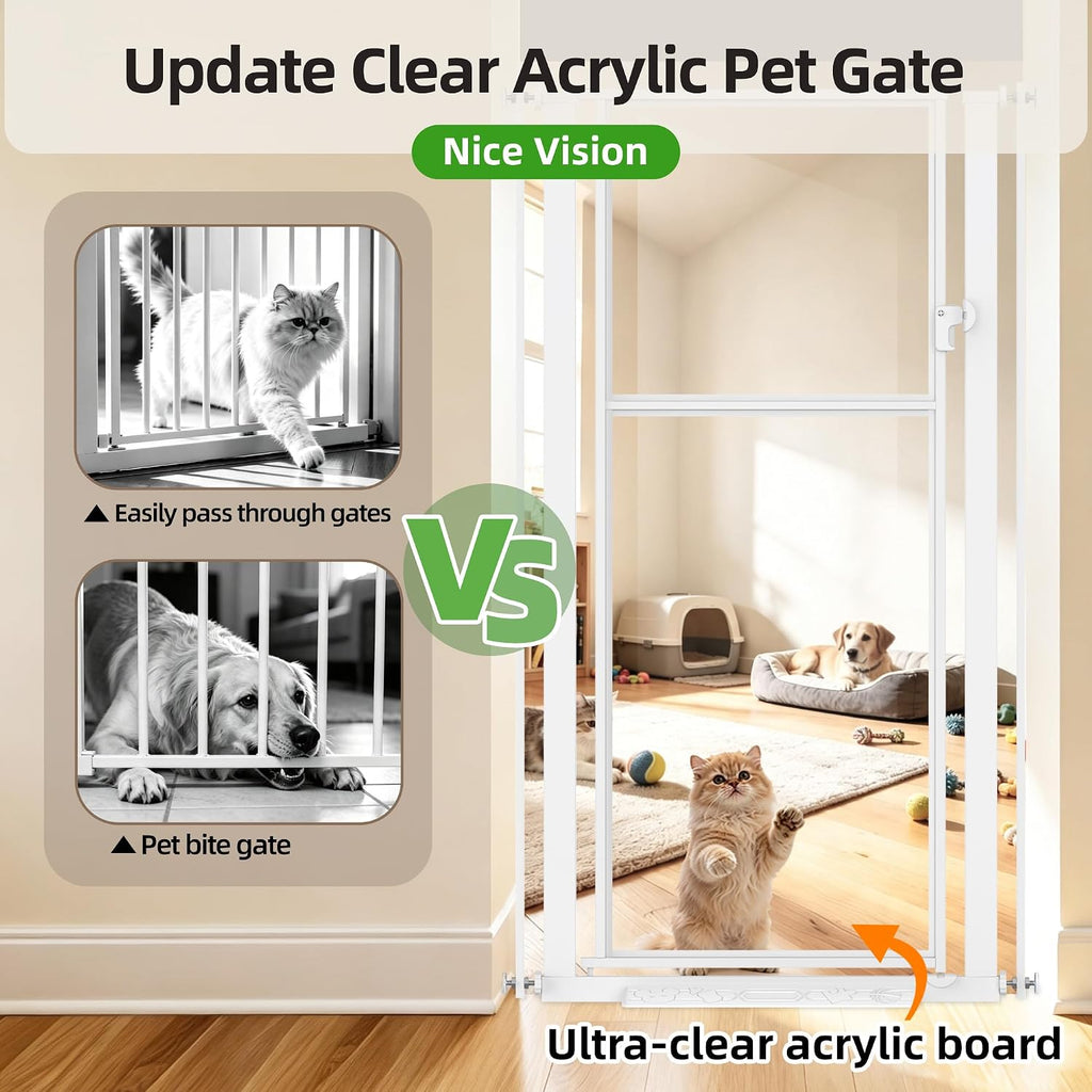 56” Extra Tall Cat Gate for Doorway, 29.5-33.46" Wide Clear Gate