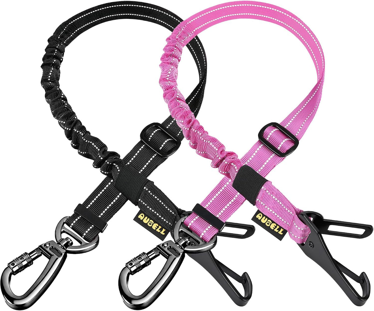AUBELL Dog Seat Belt for Car,Updated 3-in-1 Bungee Dog Car Harness,Black
