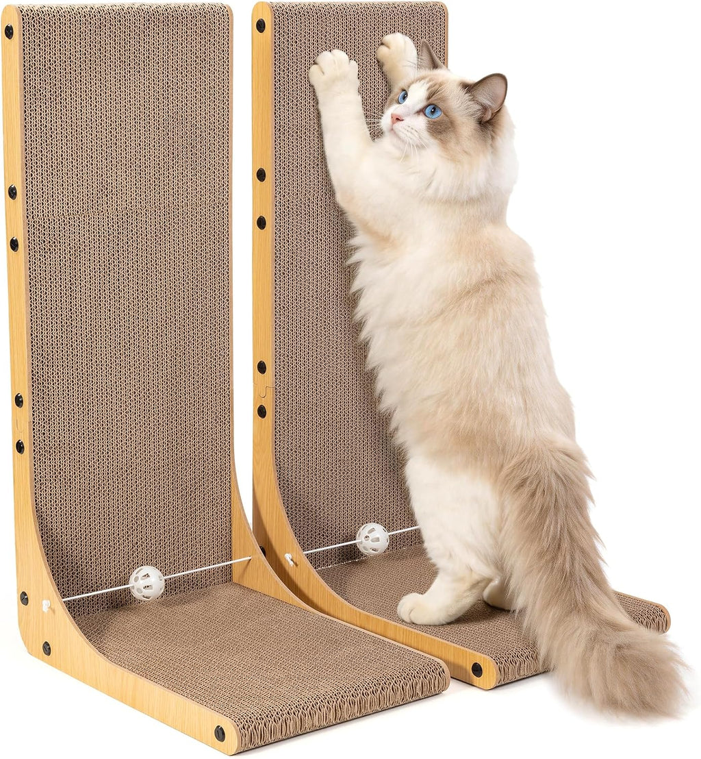26.8 Inch Cardboard Cat Scratching Post for Indoor Cats 2-Pack