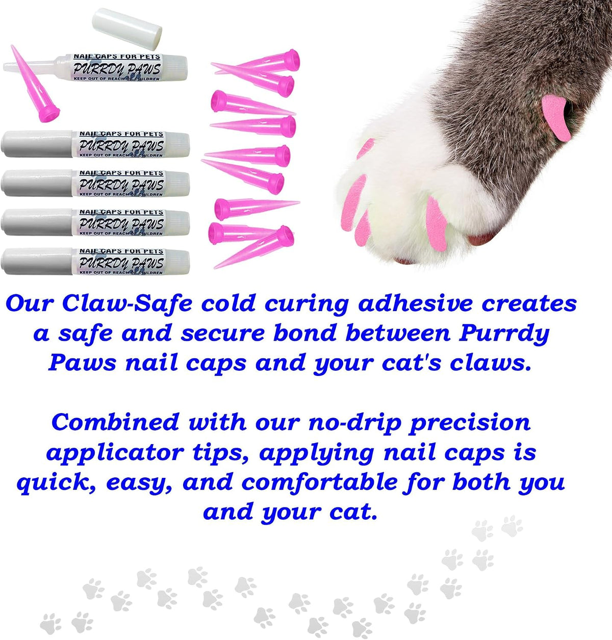 Soft Nail Caps for Cat Claws, Pink Glitter Glow in the Dark, 100pk, Small