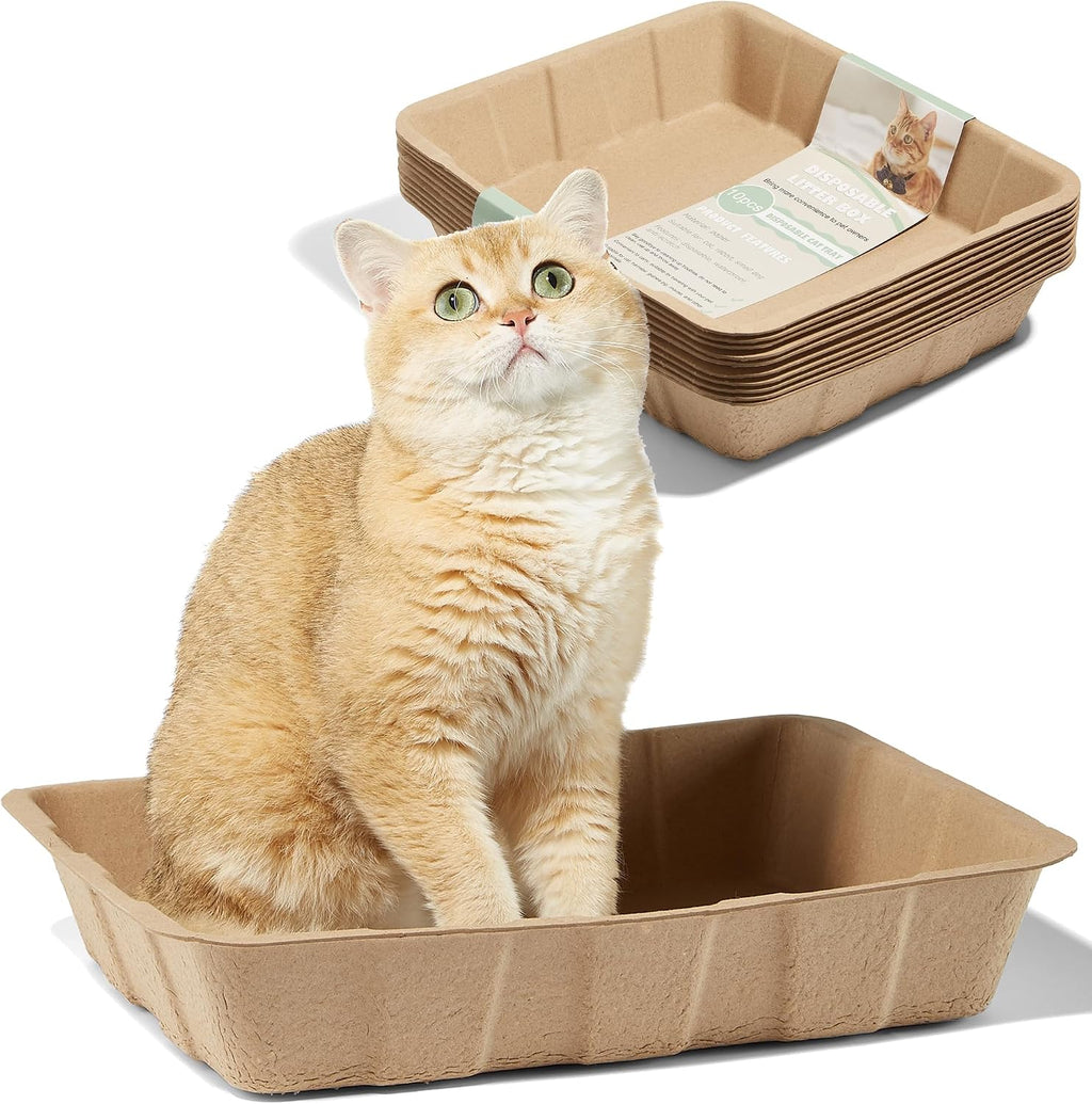 Vealind Disposable Litter Boxes for Cats Cardboard Cat Litter Trays Cat Travel Toilet Litter Pan Liners Kitty and Small 
