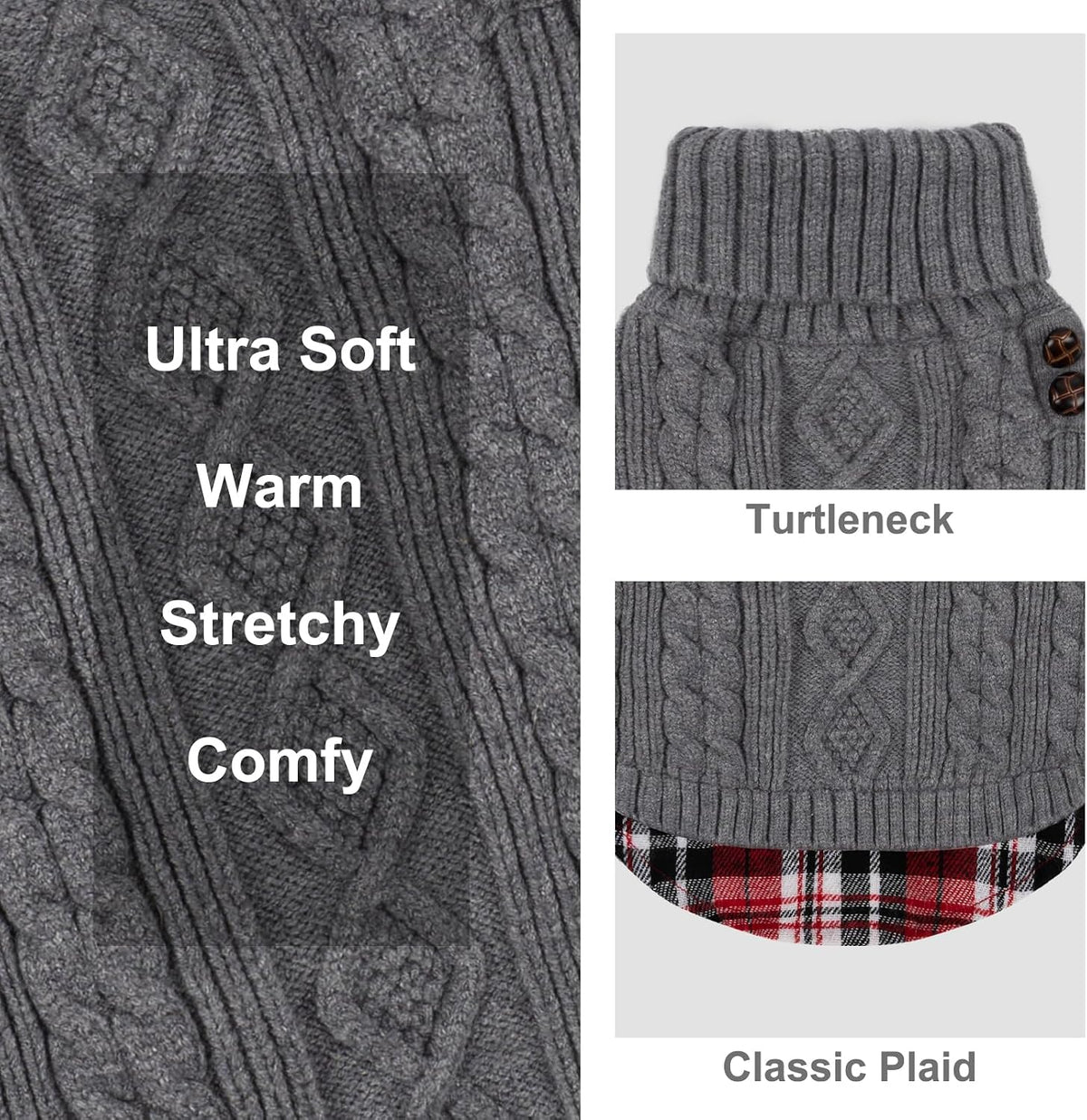 KYEESE Dog Sweater for Small Dogs Turtleneck Thick Knit Pullover