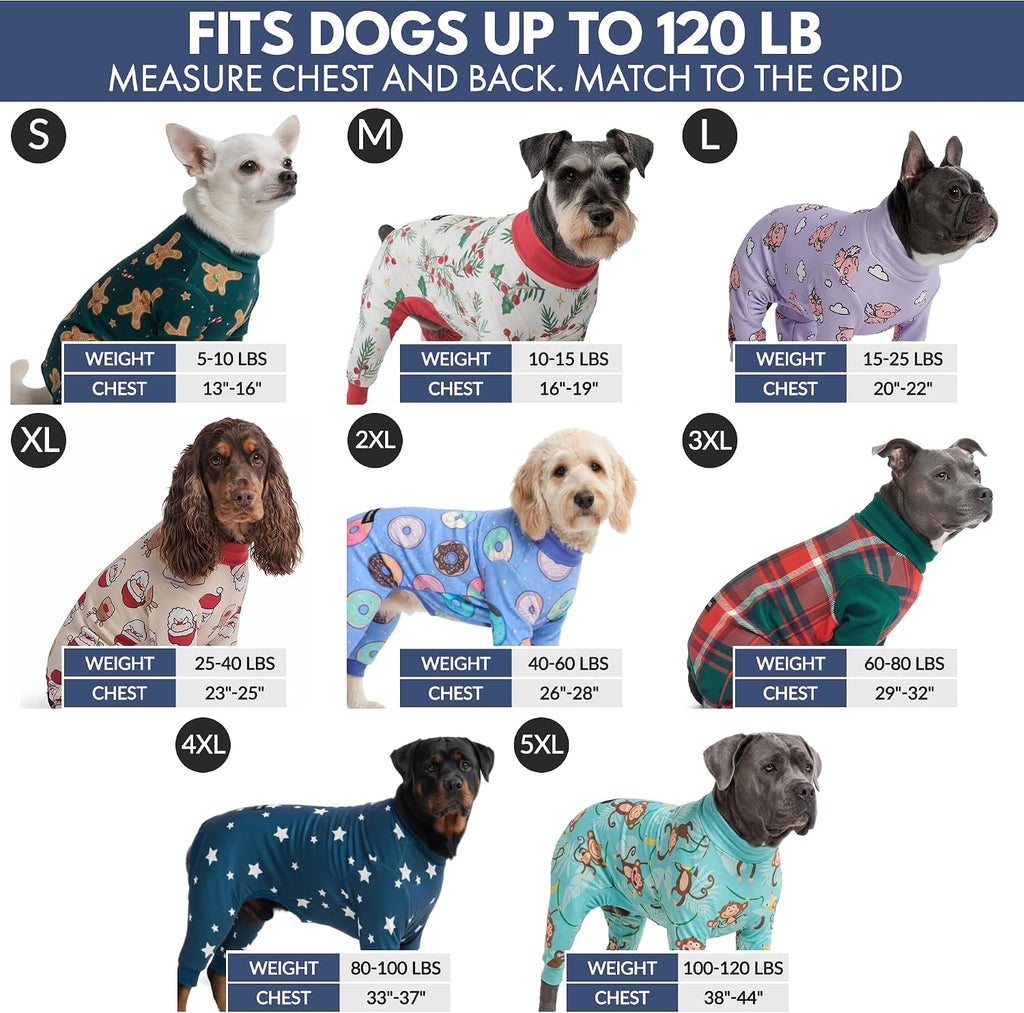 Spark Paws Dog Pajamas Onesie Shirt for S Med Large Breeds - Full Leg PJS