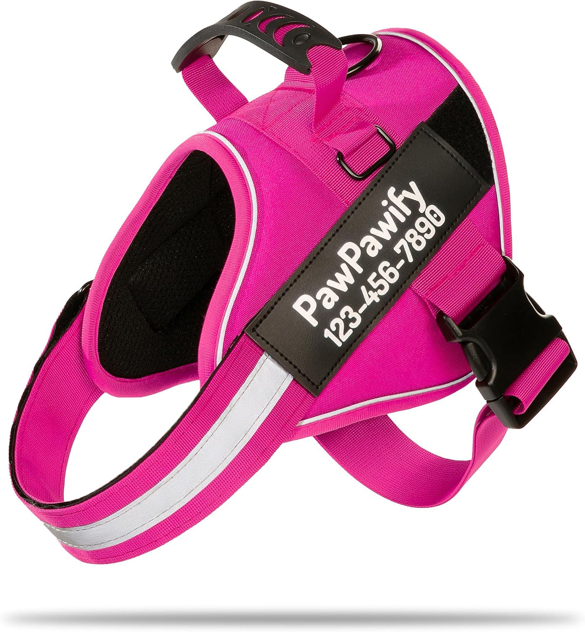 Personalized Dog Harness, Name & Phone, Pink, S