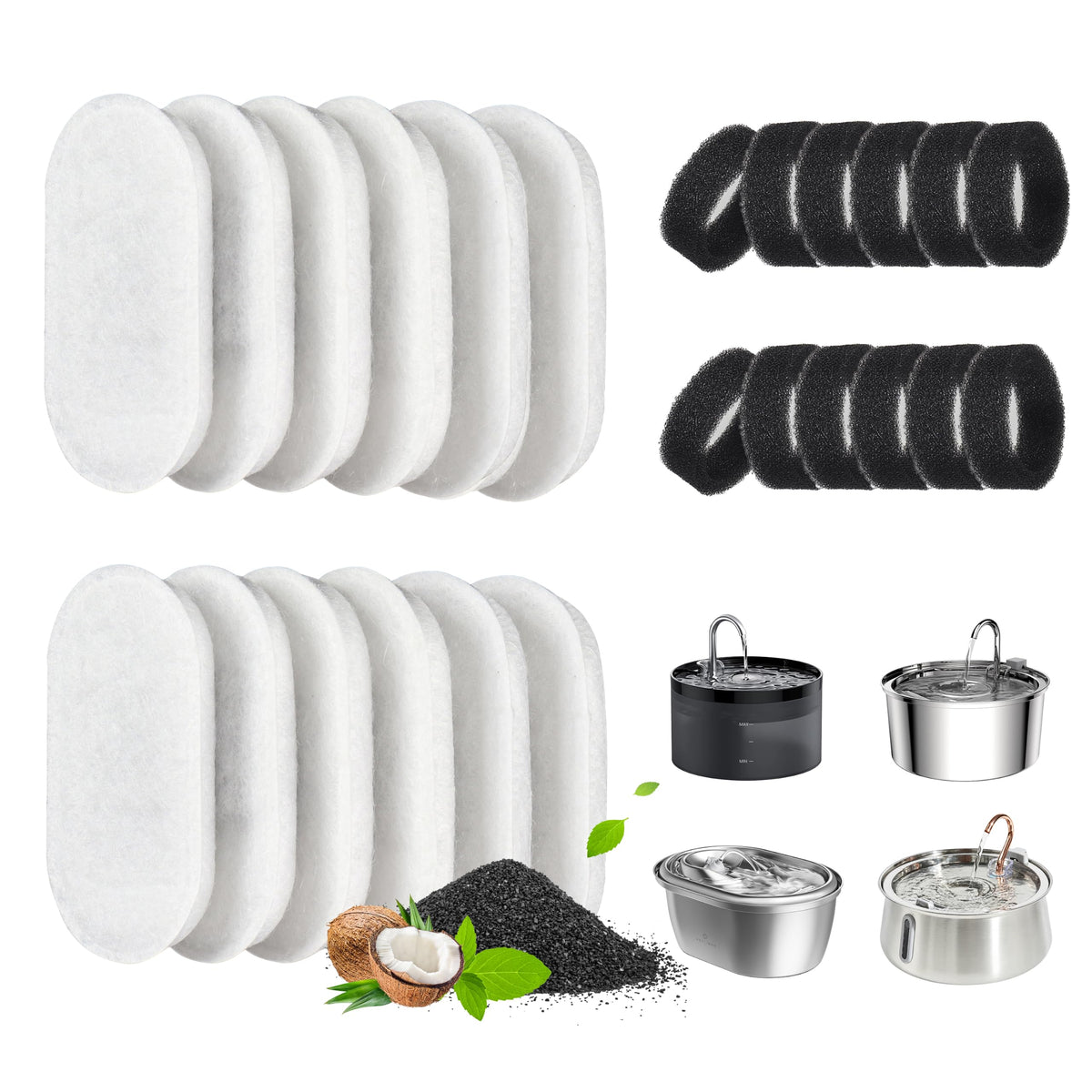 DOOOB Cat Water Fountain Filter 24 Pack Cat Fountain Filters