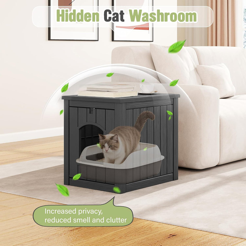 Cat Litter Box Enclosure, Feral Outdoor Cat Enclosure Weatherproof for Winter Outside, Cat Litter Box Furniture Fit Litt