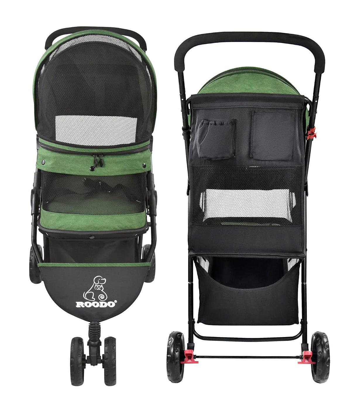 ROODO 3 Wheel Pet Stroller Best Lightweight Foldable Compact Portable Jogger All Terrain Travel Pet Gear Puppy Kitty Str