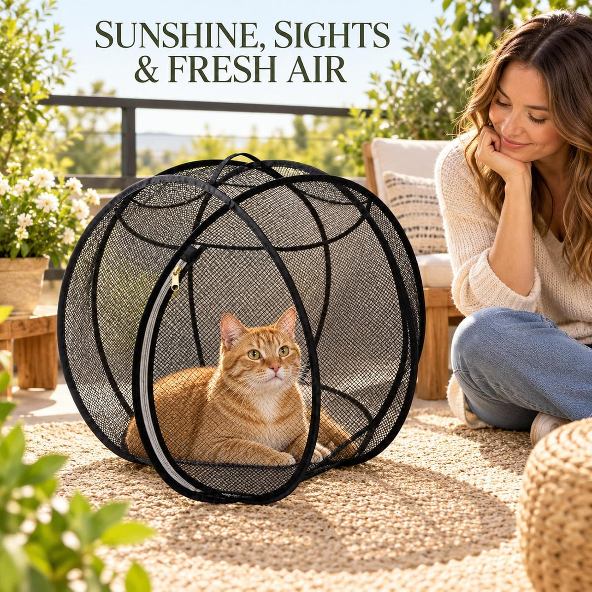 Rolling Cat Hamster Ball, Pop Up Catio Outdoor Cat Enclosure